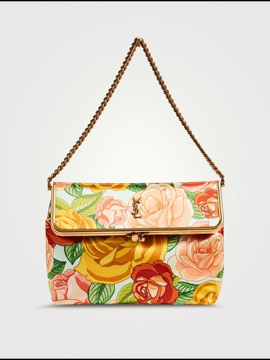 Yves Saint Laurent Handbags - Yves Saint Laurent Floral Leather Shoulder Bag - Yellow, Pink, Green